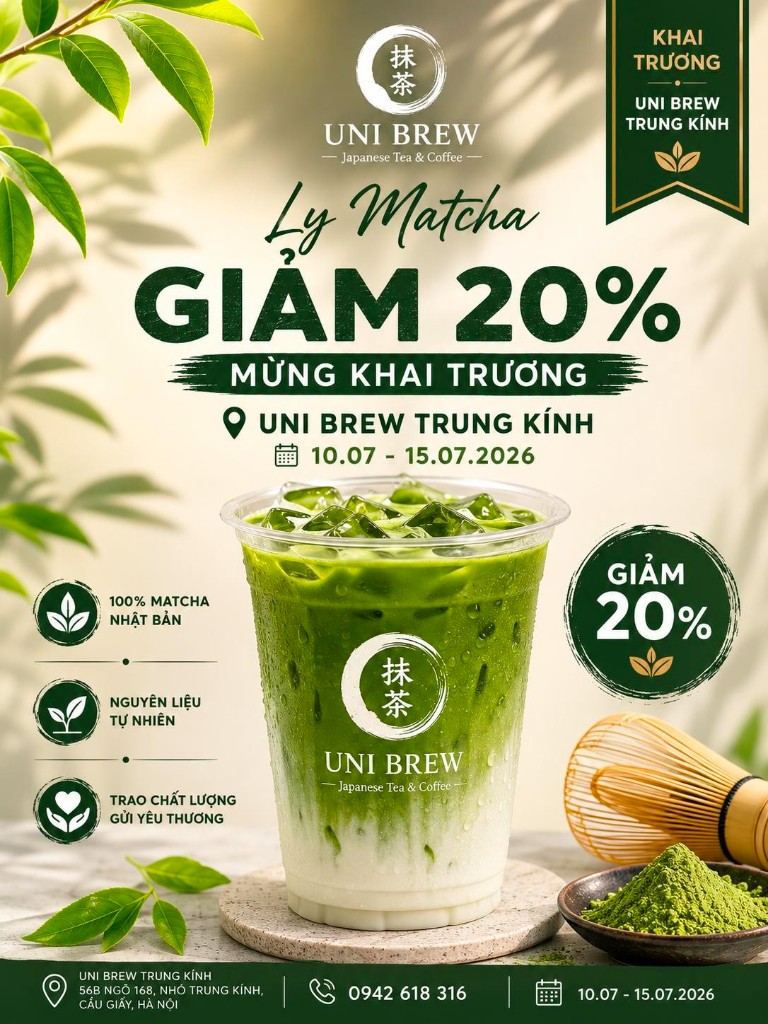 UNI BREW Trung Kính - Giảm 20% mừng khai trương